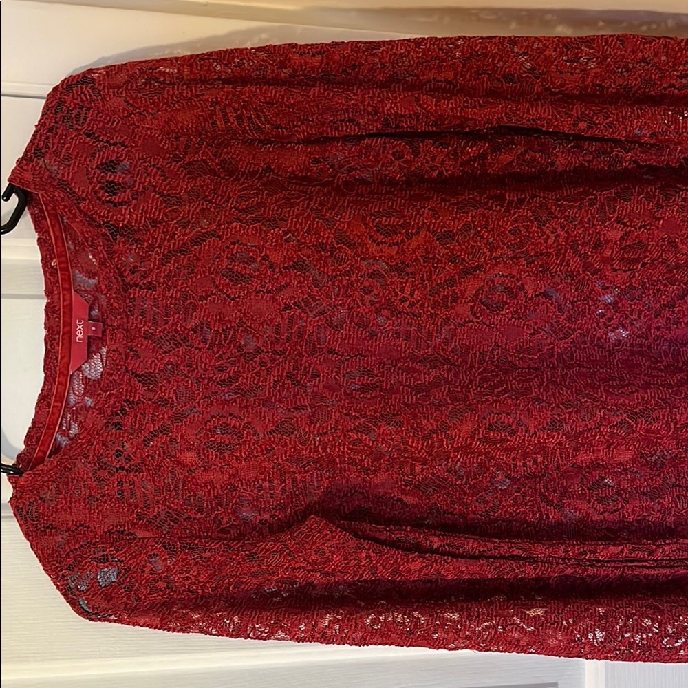 Next Red Sheath Dress with Bishop Sleeves